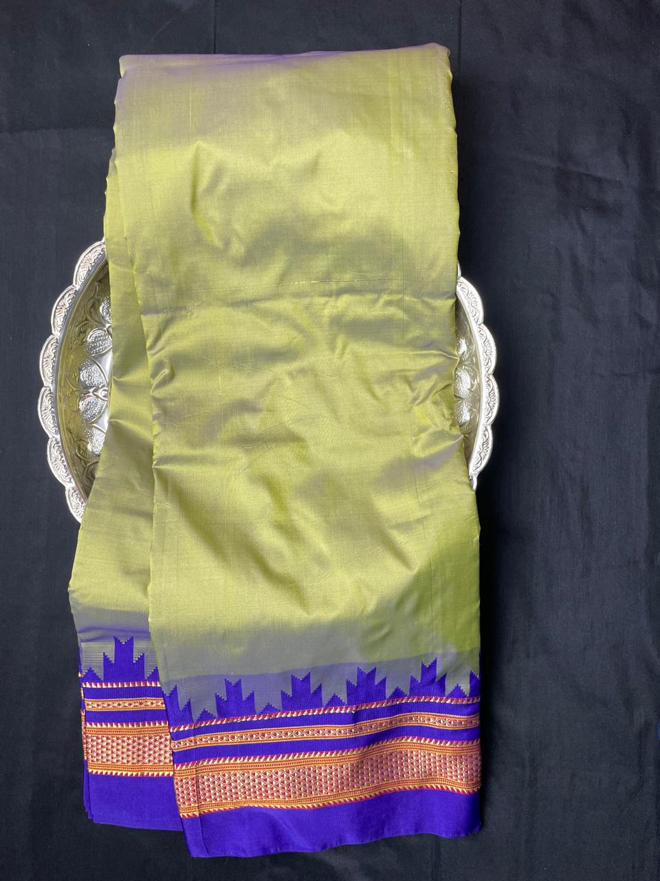 Neyge Ilkal Pure Cotton Silk Saree Temple Gadwal Chikkiparas Border Tope Pallu Saree