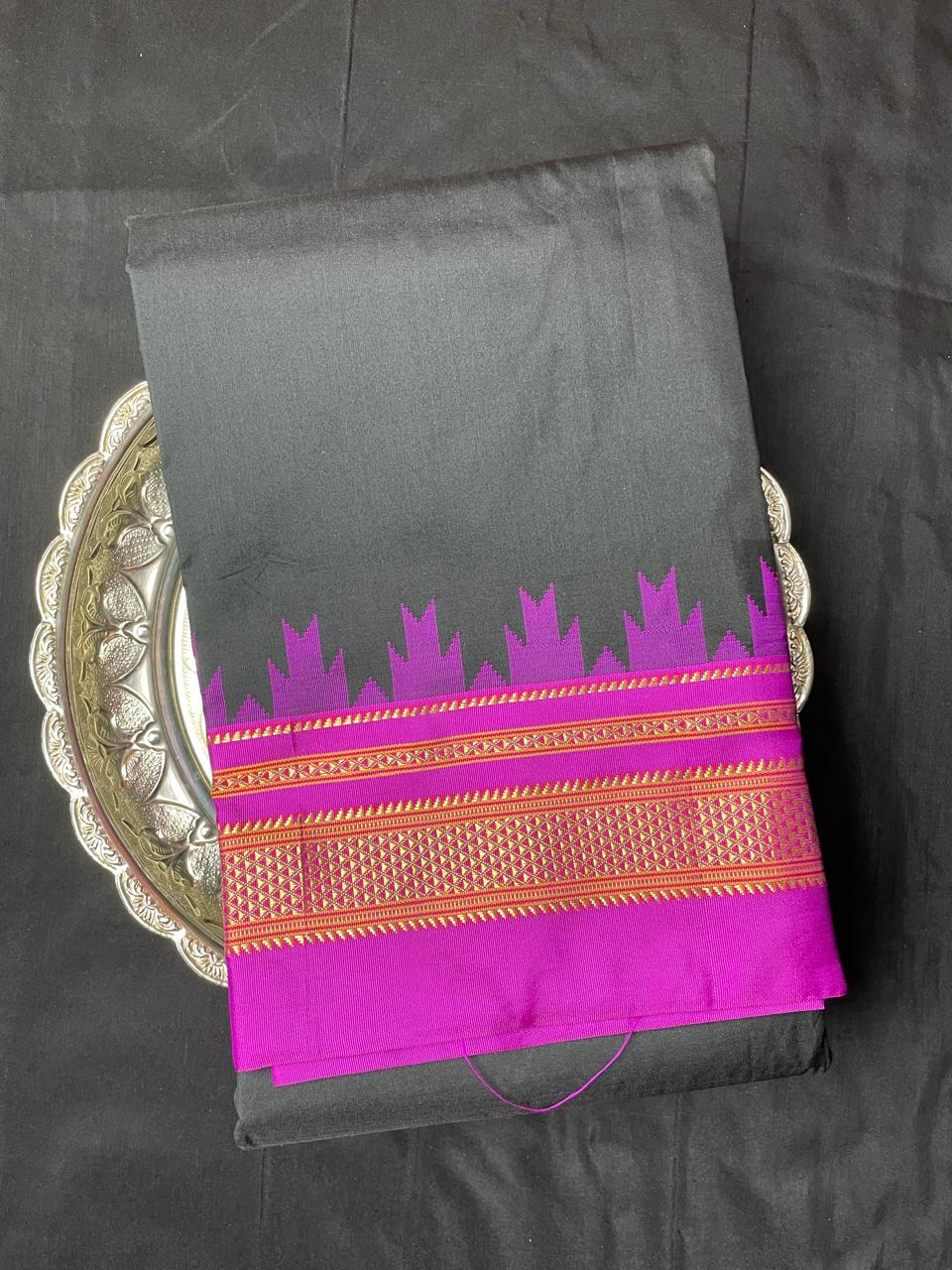 Neyge Ilkal Pure Cotton Silk Saree Temple Gadwal Chikkiparas Border Tope Pallu Saree