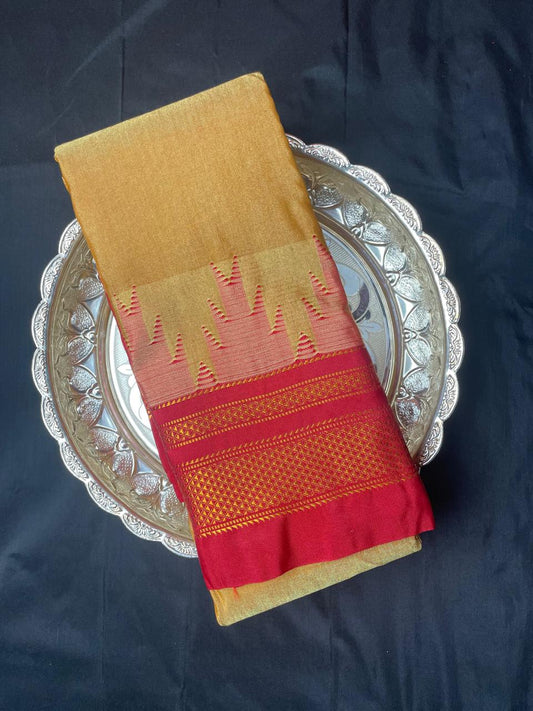 Neyge Ilkal Pure Cotton Silk Saree Temple Gadwal Chikkiparas Border Tope Pallu Saree