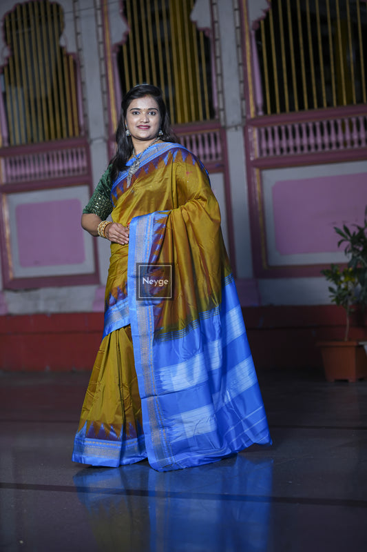 Neyge Ilkal Pure Cotton Silk Saree Temple Gadwal Chikkiparas Border Tope Pallu Saree