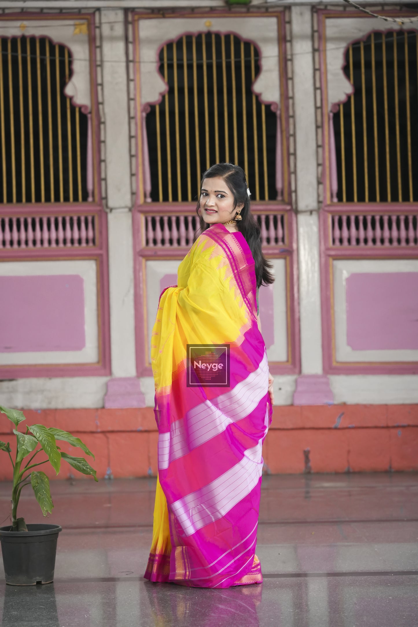 Neyge Ilkal Pure Cotton Silk Saree Temple Gadwal Chikkiparas Border Tope Pallu Saree - MangoYellow