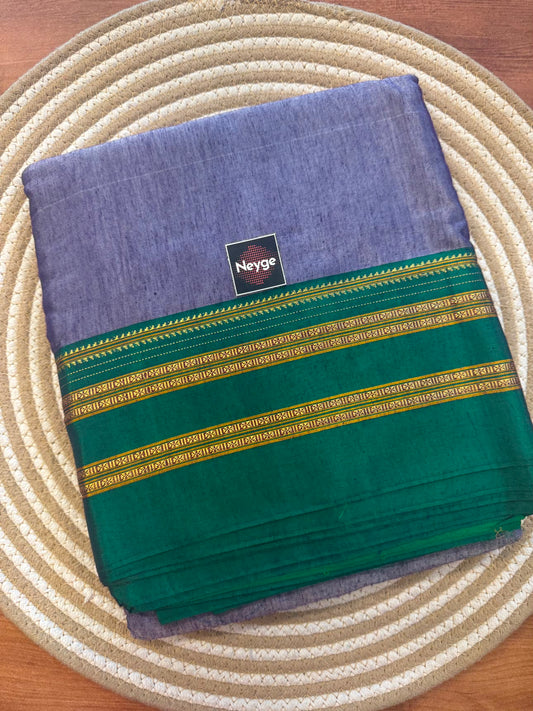 Neyge Ilkal Handloom Gayatri Border Tope Pallu Saree  Viscose Cotton with Pure Silk Pallu - Lavender
