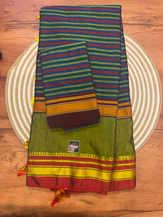 Neyge Cottonsilk Premium Quality Genelia Inspired Khun Saree_Multi_color_1 (Copy)