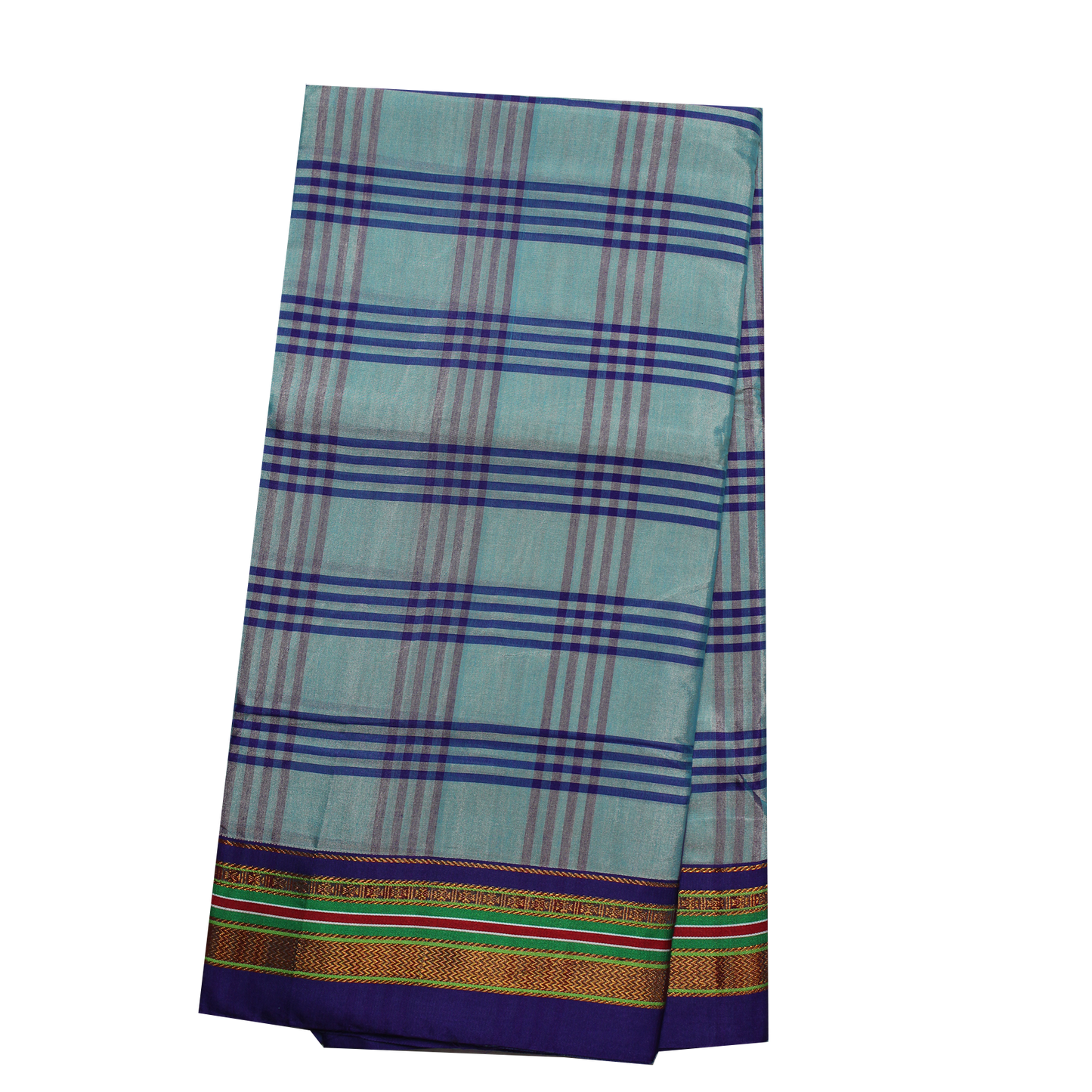 Neyge Ilkal Handwoven Cotton Silk Four Line Checkered Patterened Traditional Border Stripe Pallu Saree