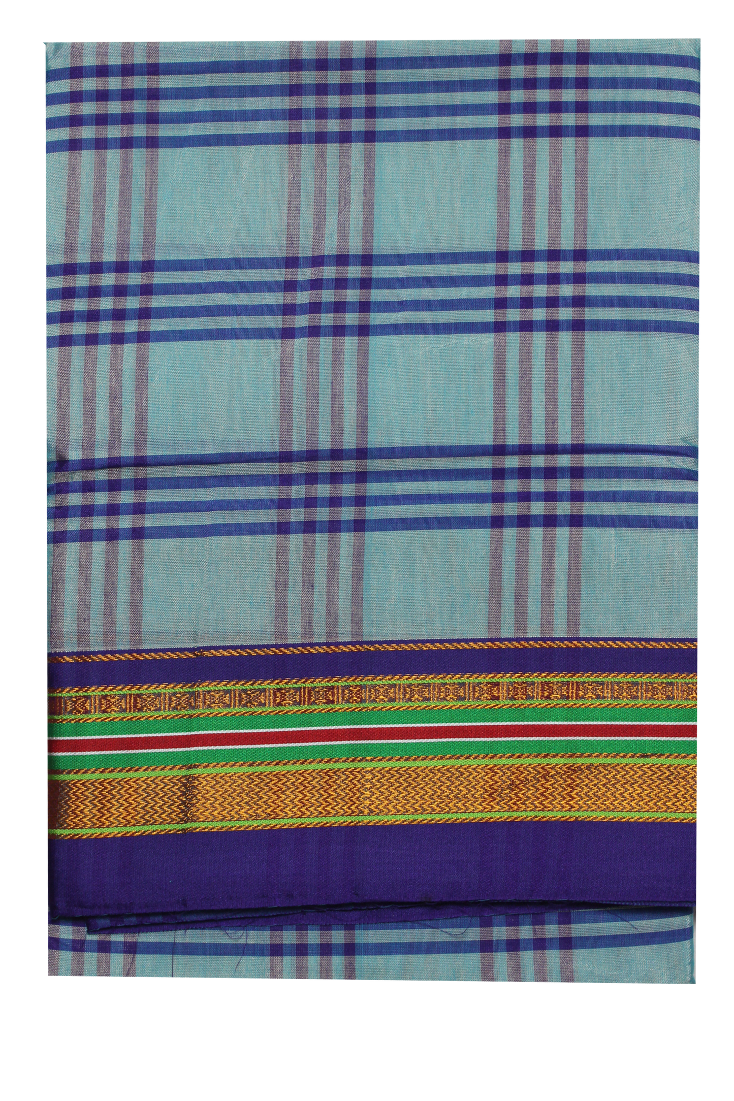 Neyge Ilkal Handwoven Cotton Silk Four Line Checkered Patterened Traditional Border Stripe Pallu Saree