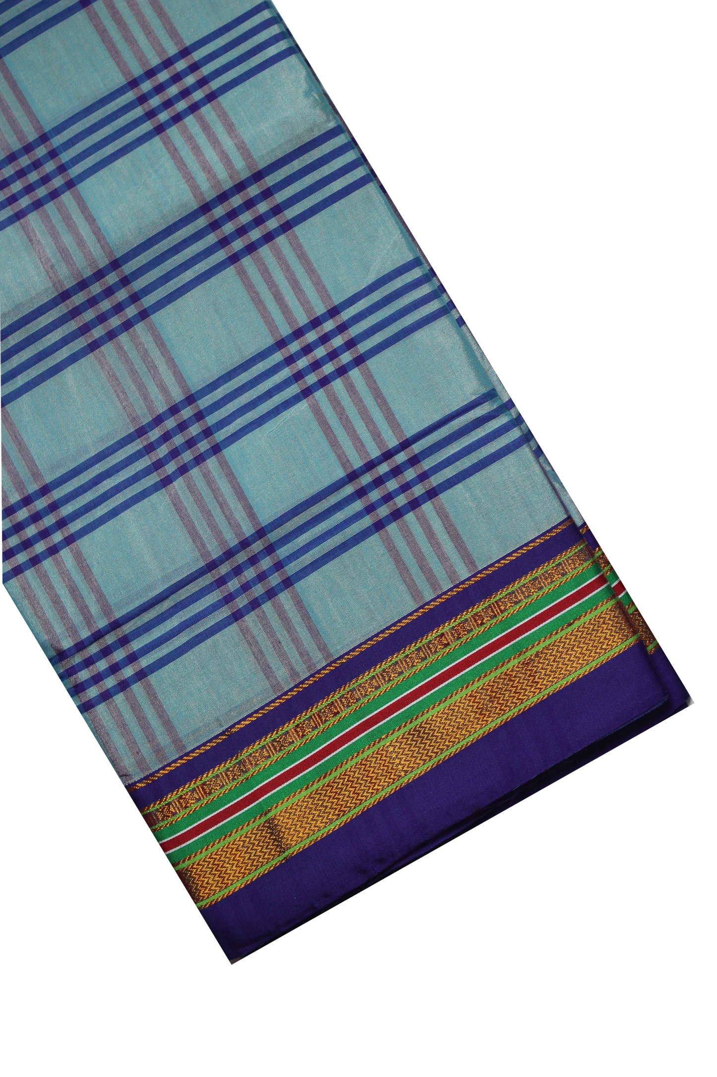 Neyge Ilkal Handwoven Cotton Silk Four Line Checkered Patterened Traditional Border Stripe Pallu Saree