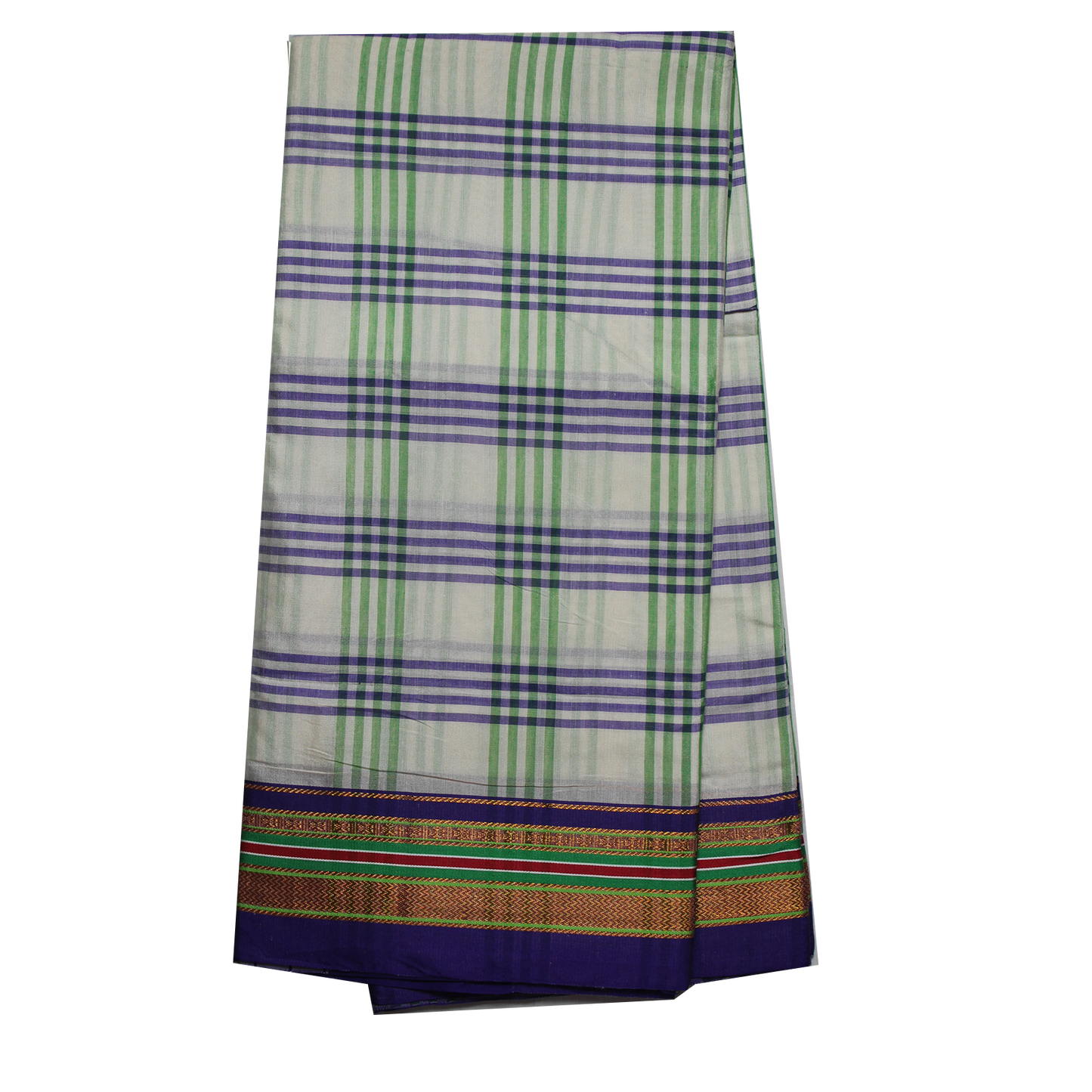 Neyge Ilkal Handwoven Cotton Silk Four Line Checkered Patterened Traditional Border Stripe Pallu Saree