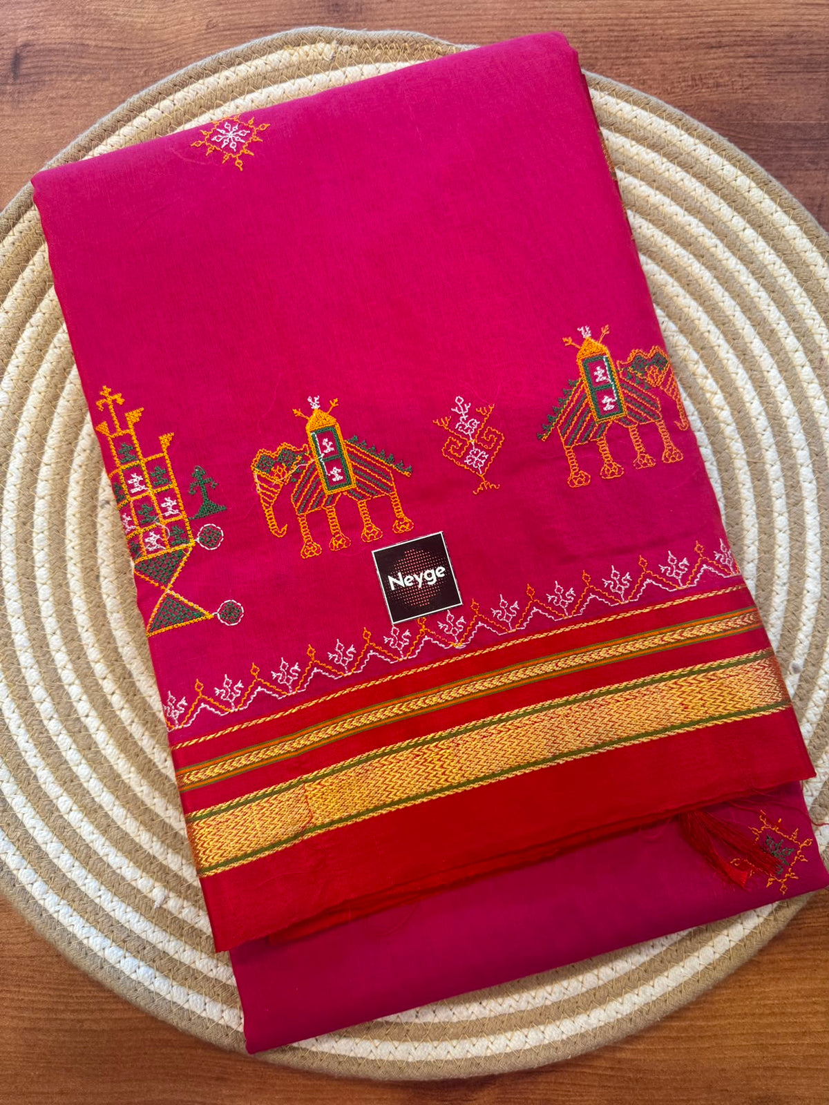 Neyge Ilkal Traditional Cotton Silk Kasuti Handloom Saree with Pure Silk Tope Pallu - Pink Light