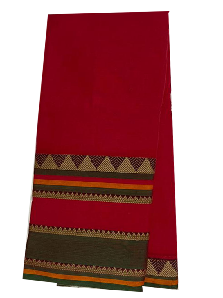 Neyge Ilkal Narayanpet Pure Cotton Handloom Skirt Temple Border Stripe Pallu Saree