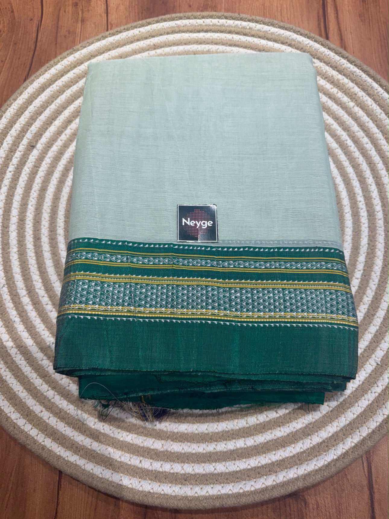 Neyge Pure Cotton Handloom Ilkal Saree with Pure Silk Tope Pallu (Light Green)