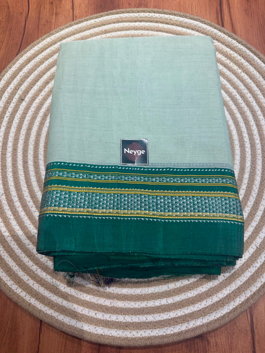 Neyge Pure Cotton Handloom Ilkal Saree with Pure Silk Tope Pallu (Light Green)