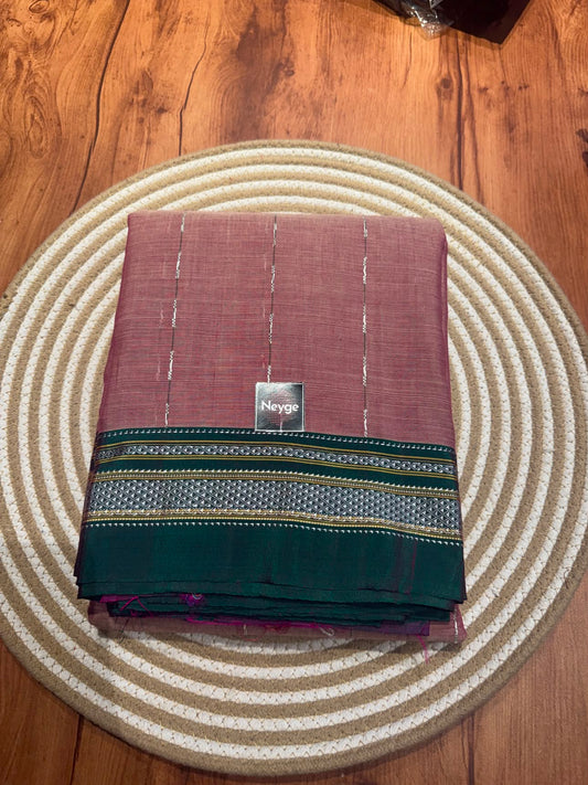 Neyge Pure Cotton Handloom Ilkal Saree with Pure Silk Tope Pallu (Light Pink)